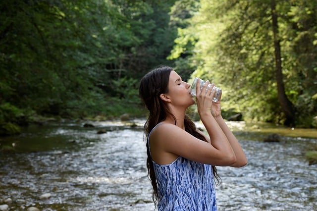 lady drinking fresh water